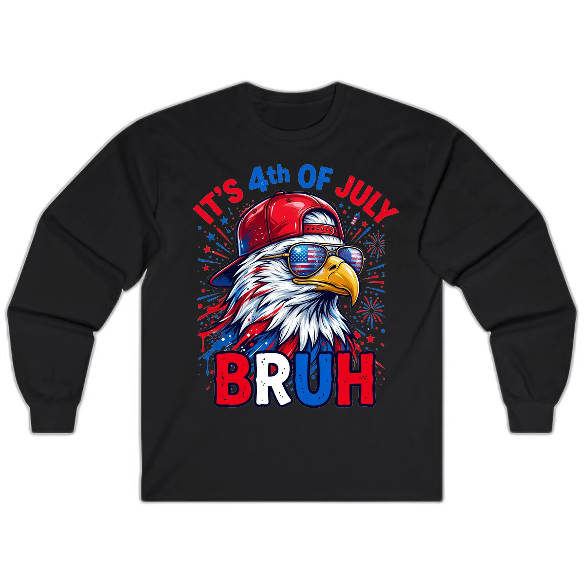 Patriotic Fourth Of July Bruh Eagle Long Sleeve in Black