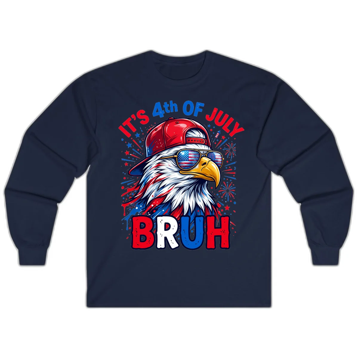 Patriotic Fourth Of July Bruh Eagle Long Sleeve in Navy