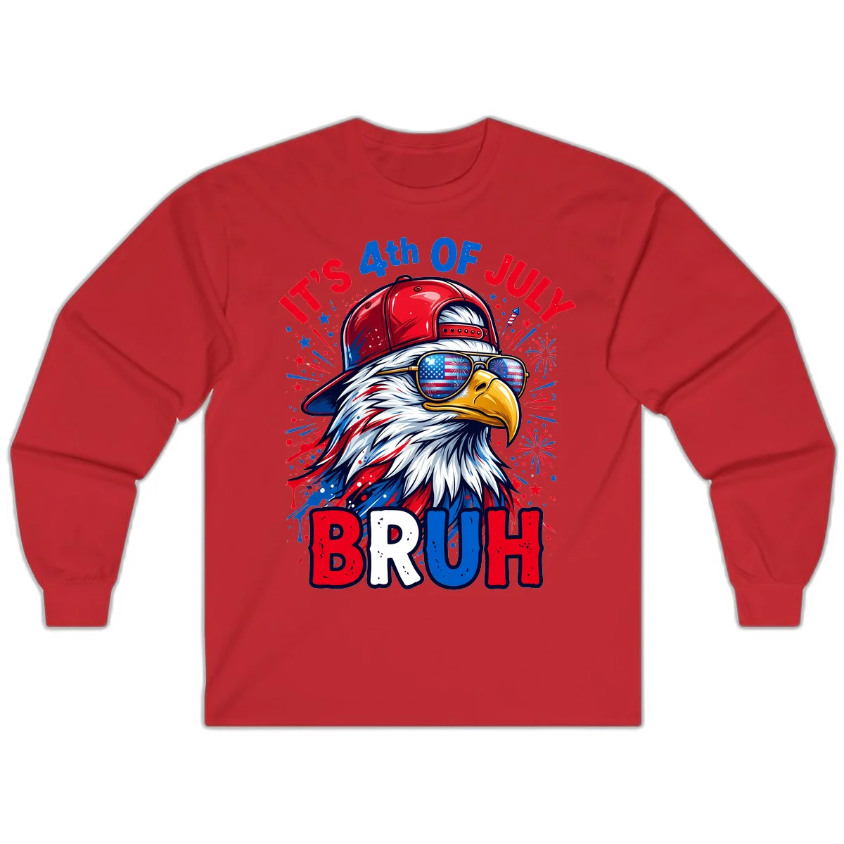 Patriotic Fourth Of July Bruh Eagle Long Sleeve in Red