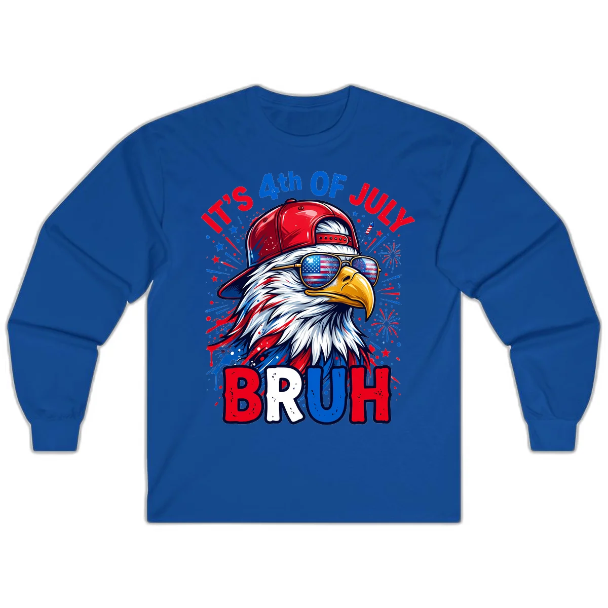 Patriotic Fourth Of July Bruh Eagle Long Sleeve in Royal