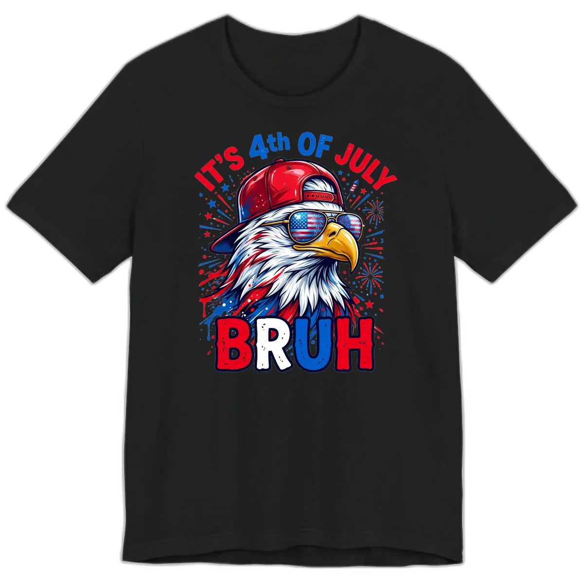 Patriotic Fourth Of July Bruh Eagle Premium T-Shirt in Black