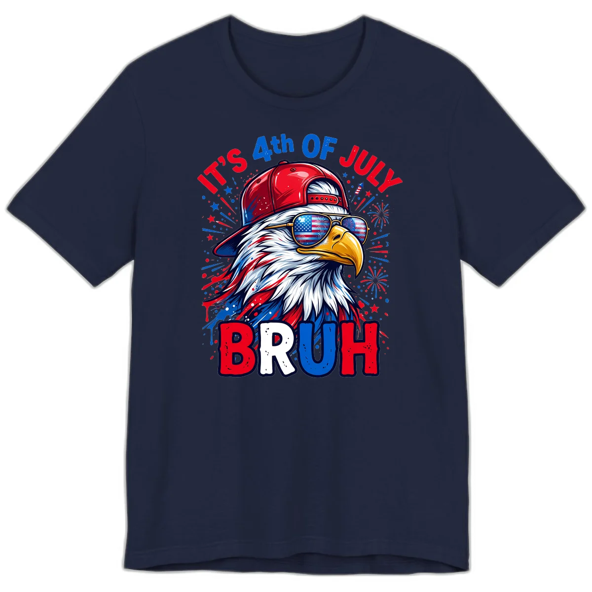Patriotic Fourth Of July Bruh Eagle Premium T-Shirt in Navy