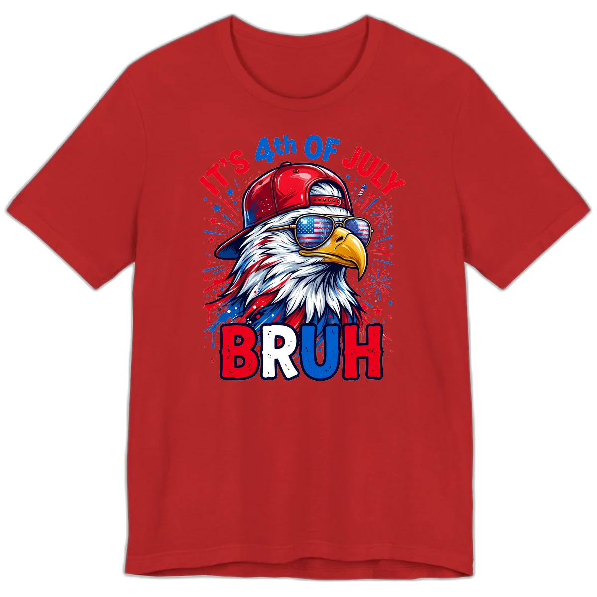 Patriotic Fourth Of July Bruh Eagle Premium T-Shirt in Red