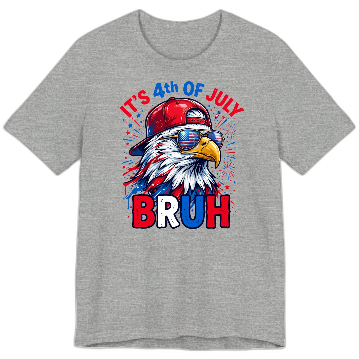 Patriotic Fourth Of July Bruh Eagle Premium T-Shirt in Athletic Heather