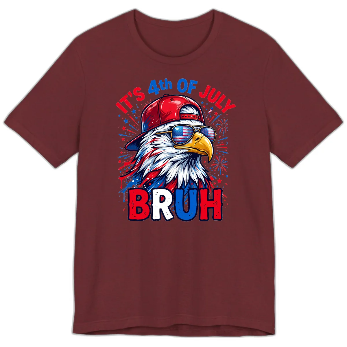 Patriotic Fourth Of July Bruh Eagle Design Premium T-Shirt in Heather Cardinal