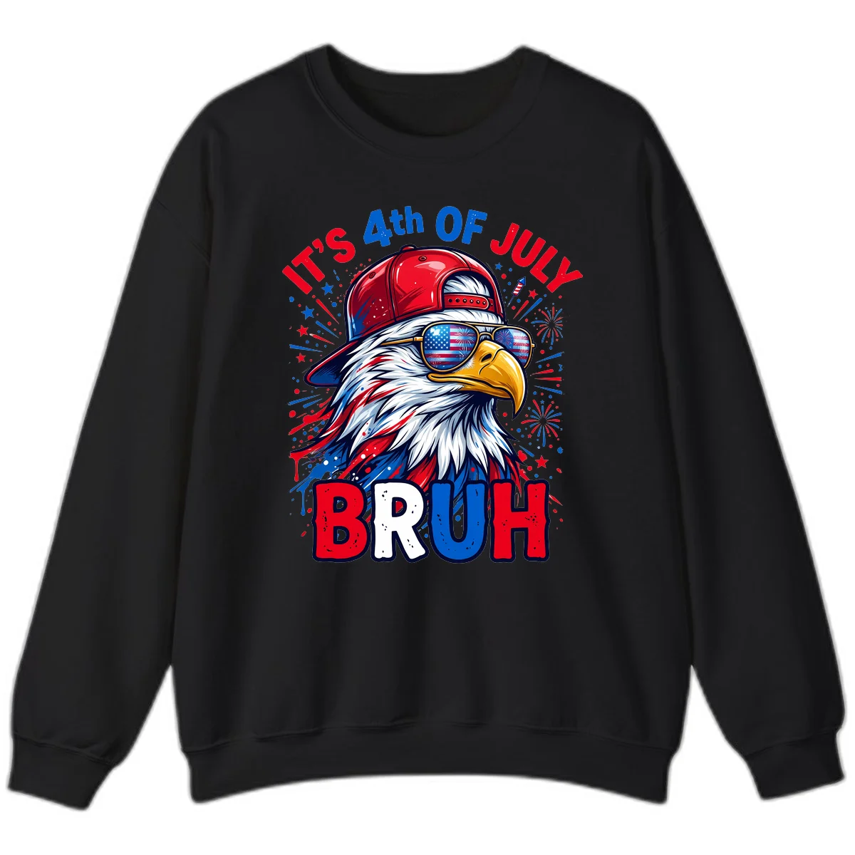 Patriotic Fourth Of July Bruh Eagle Sweatshirt in Black
