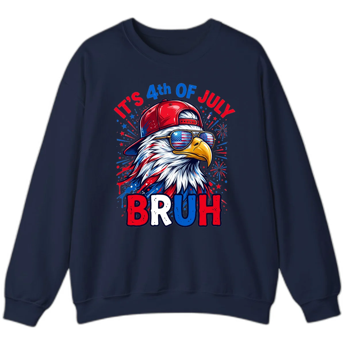 Patriotic Fourth Of July Bruh Eagle Sweatshirt in Navy