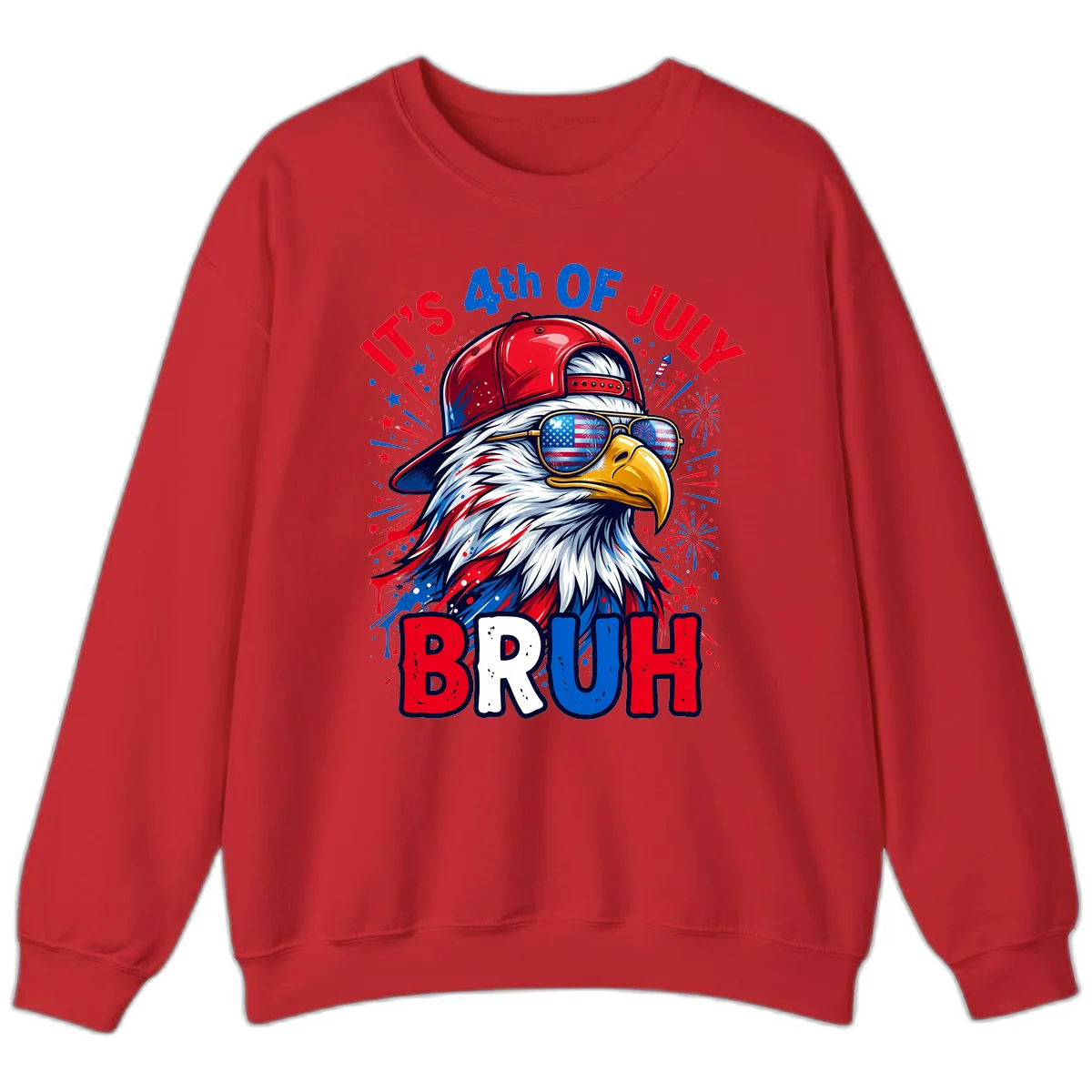 Patriotic Fourth Of July Bruh Eagle Sweatshirt in Red