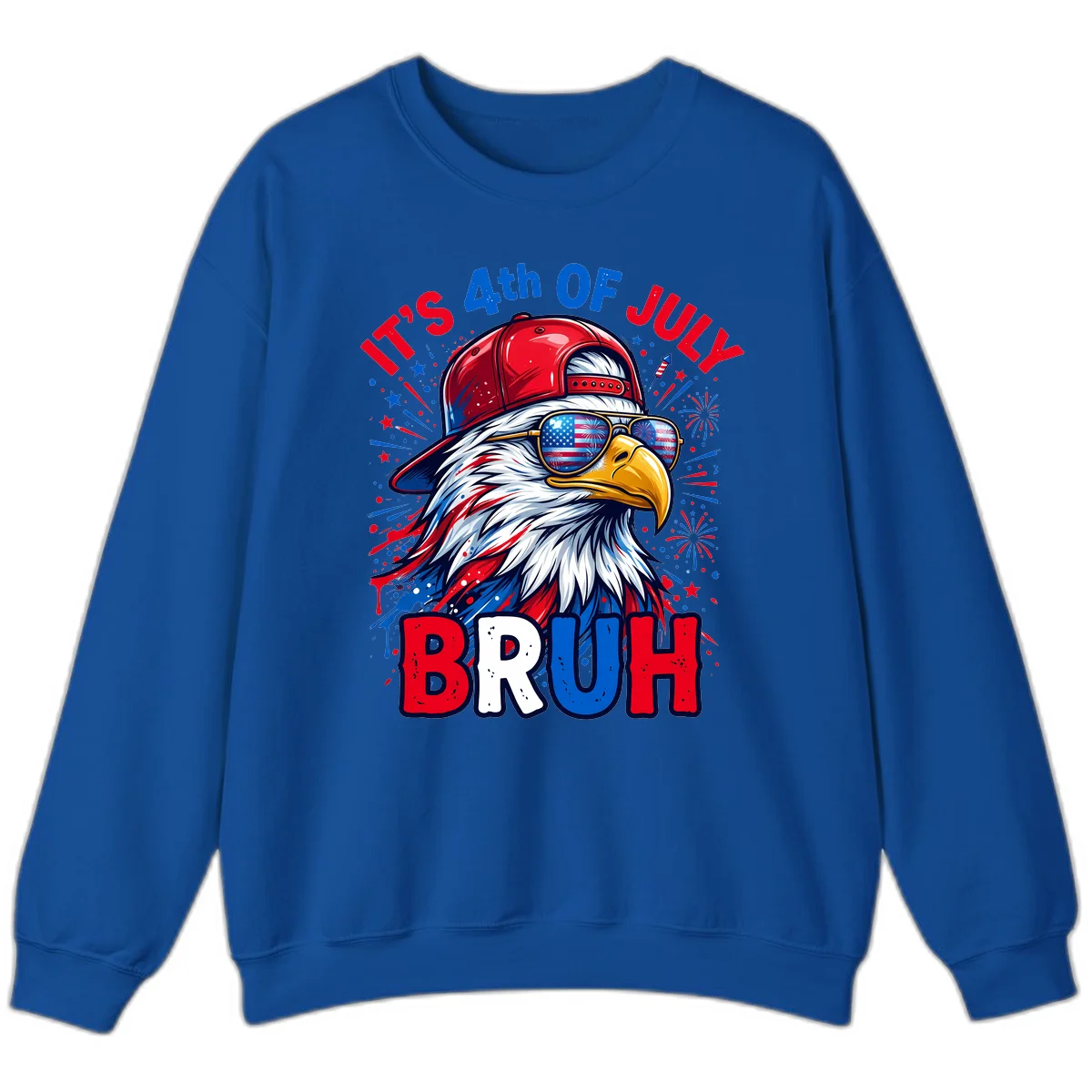 Patriotic Fourth Of July Bruh Eagle Sweatshirt in Royal