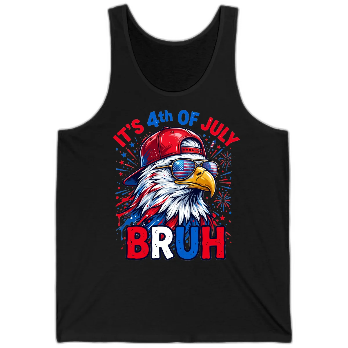 Patriotic Fourth Of July Bruh Eagle Tank in Black
