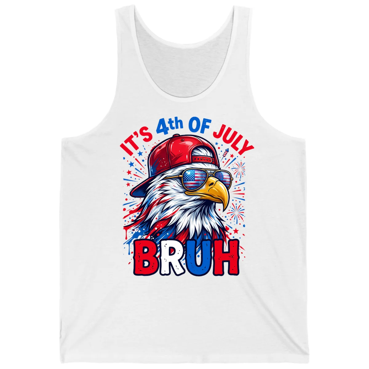 Patriotic Fourth Of July Bruh Eagle Tank in White