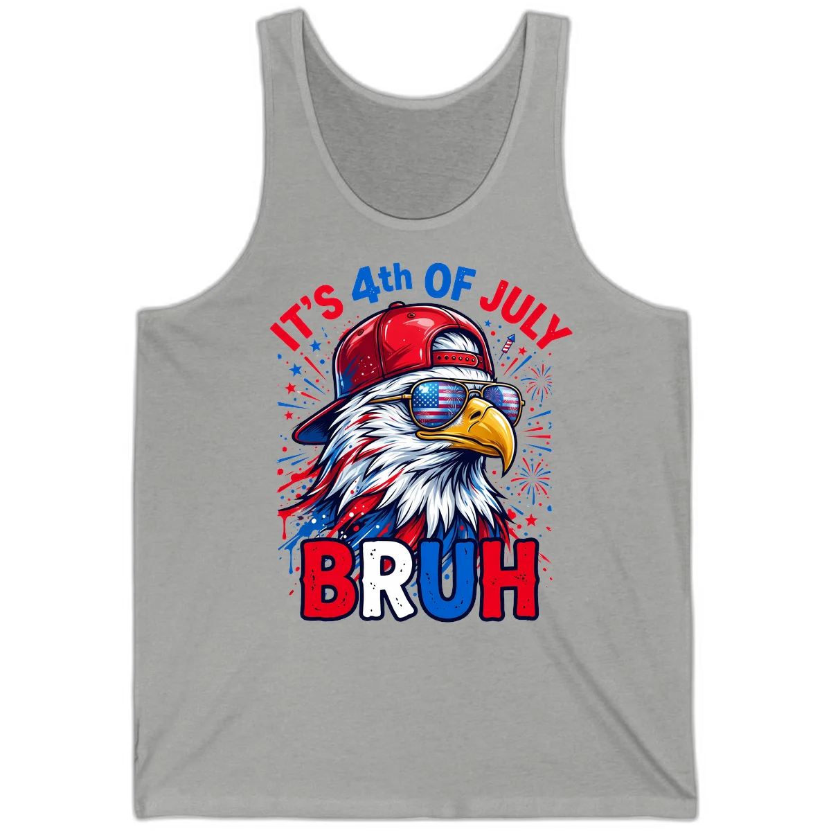 Patriotic Fourth Of July Bruh Eagle Tank in Athletic Heather