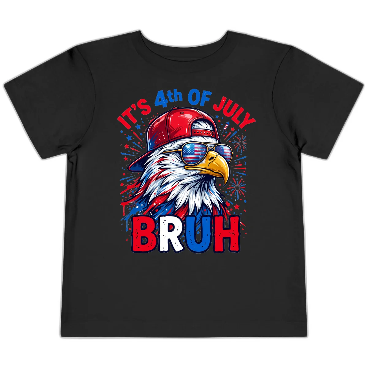Patriotic Fourth Of July Bruh Eagle Toddler T-Shirt in Black