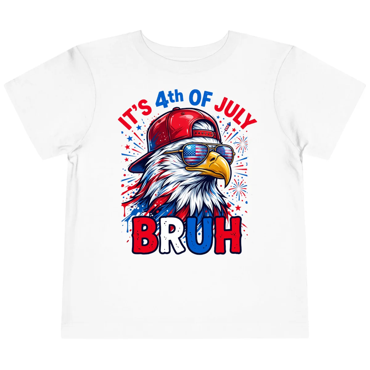 Patriotic Fourth Of July Bruh Eagle Toddler T-Shirt in White