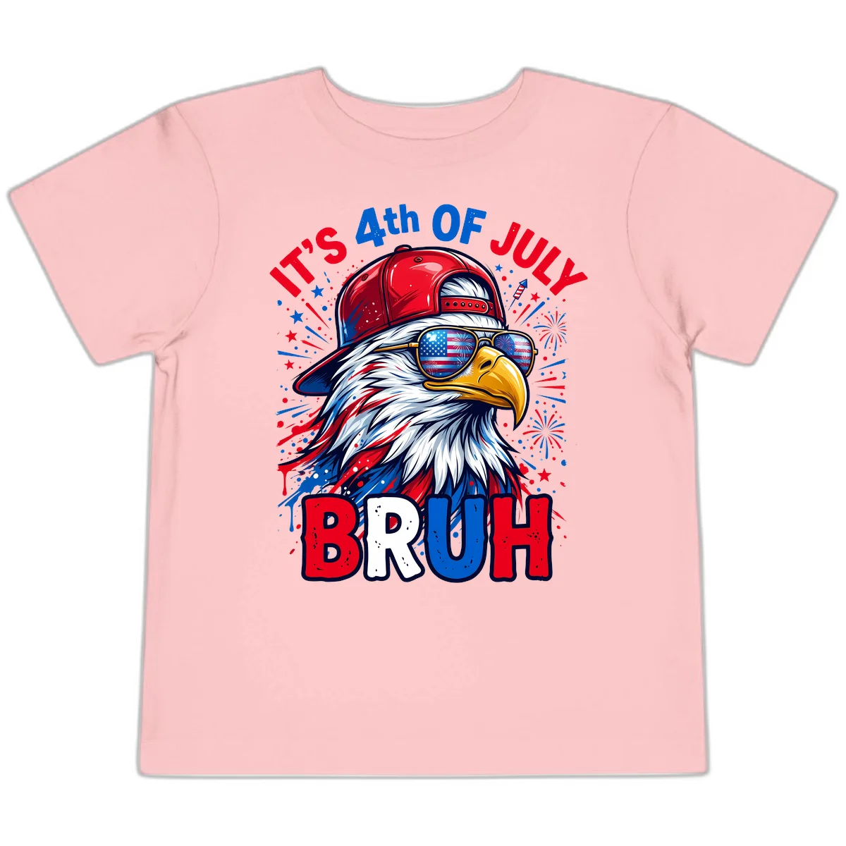 Patriotic Fourth Of July Bruh Eagle Toddler T-Shirt in Pink