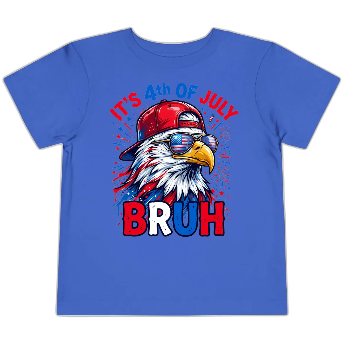 Patriotic Fourth Of July Bruh Eagle Toddler T-Shirt in True Royal