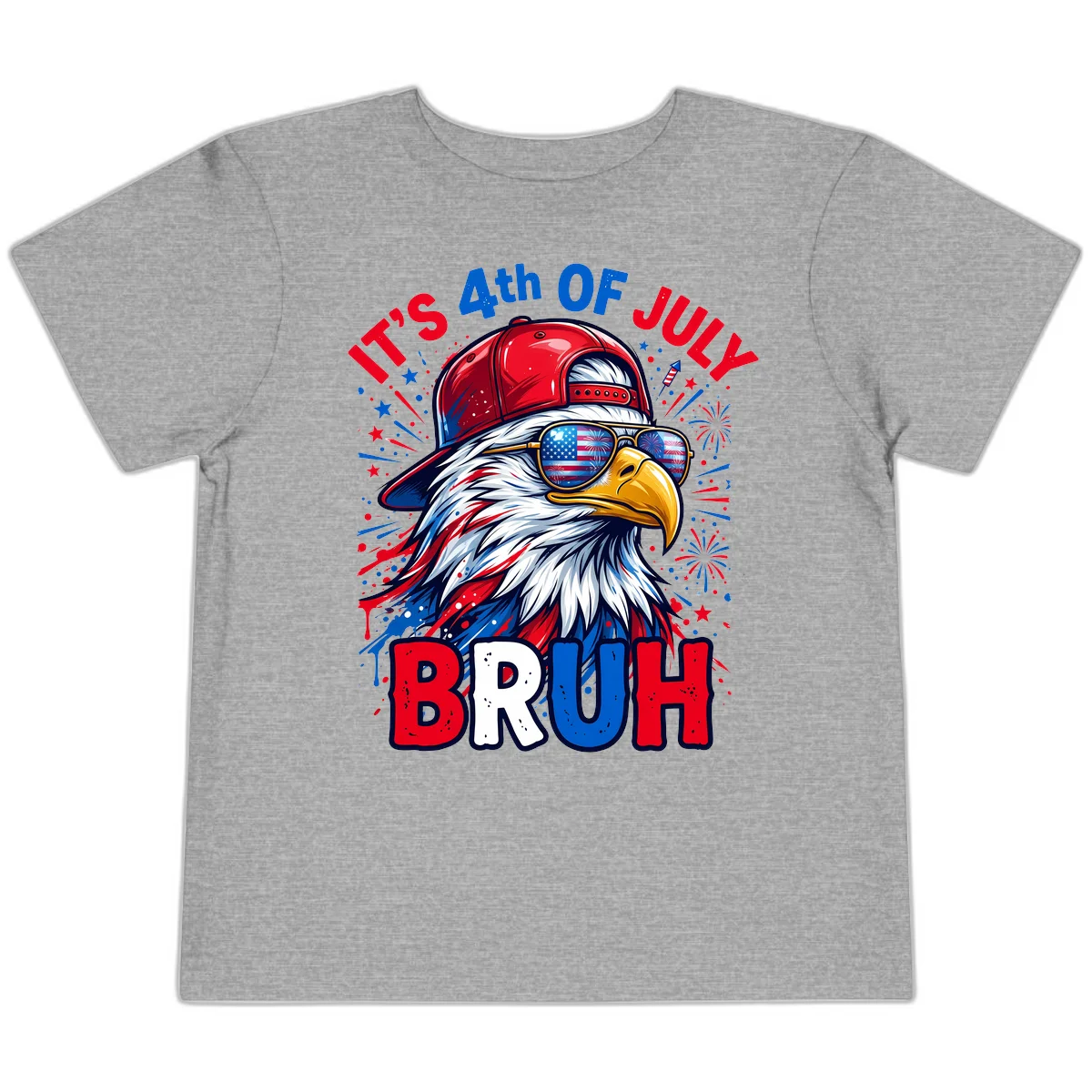 Patriotic Fourth Of July Bruh Eagle Toddler T-Shirt in Athletic Heather