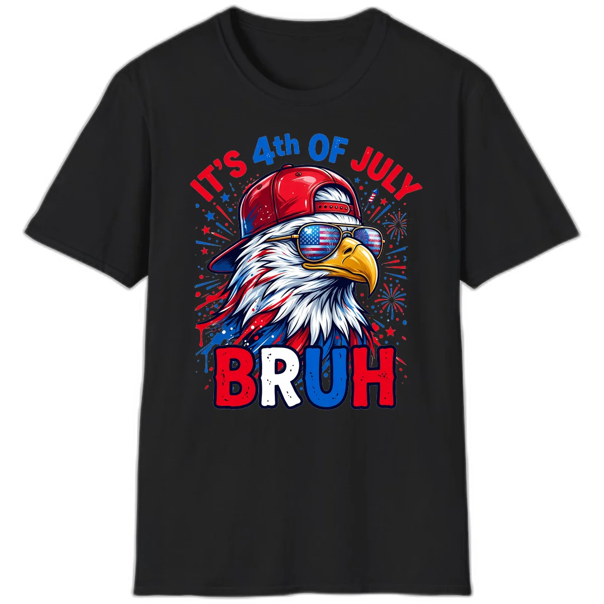 Patriotic Fourth Of July Bruh Eagle T-Shirt in Black