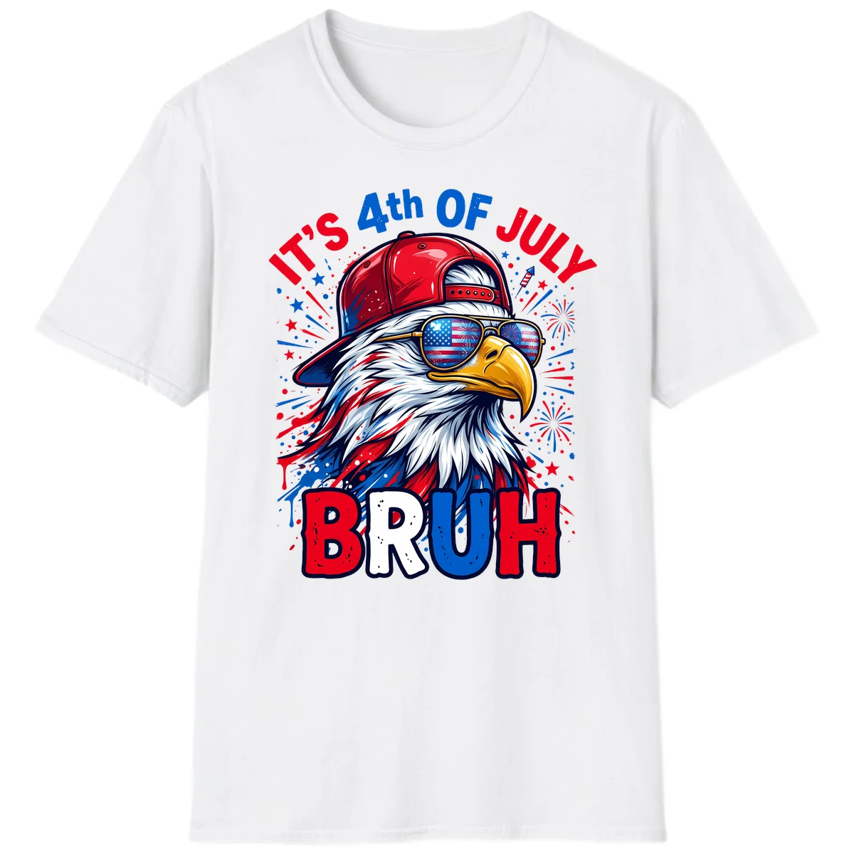 Patriotic Fourth Of July Bruh Eagle T-Shirt in White