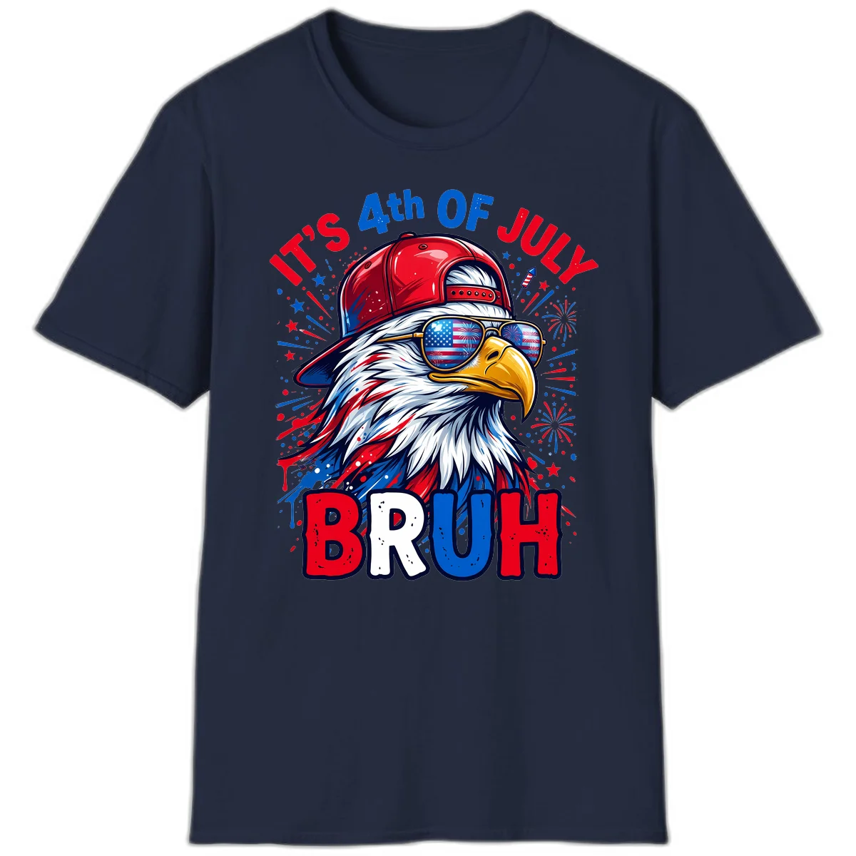 Patriotic Fourth Of July Bruh Eagle T-Shirt in Navy