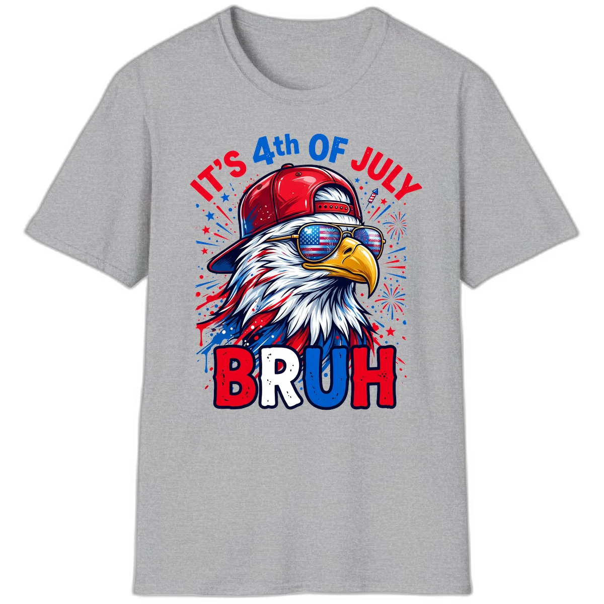 Patriotic Fourth Of July Bruh Eagle T-Shirt in Sport Grey