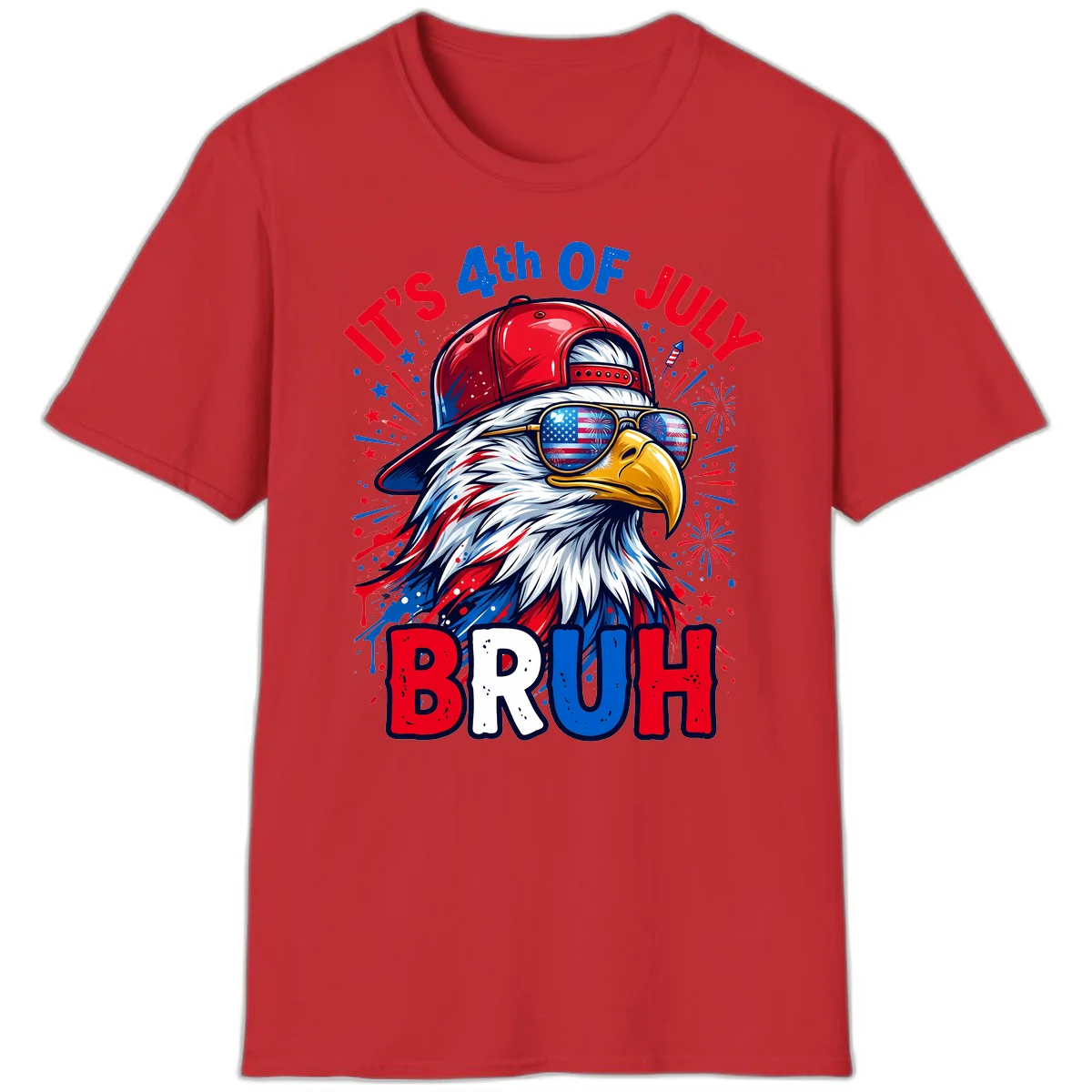 Patriotic Fourth Of July Bruh Eagle T-Shirt in Red
