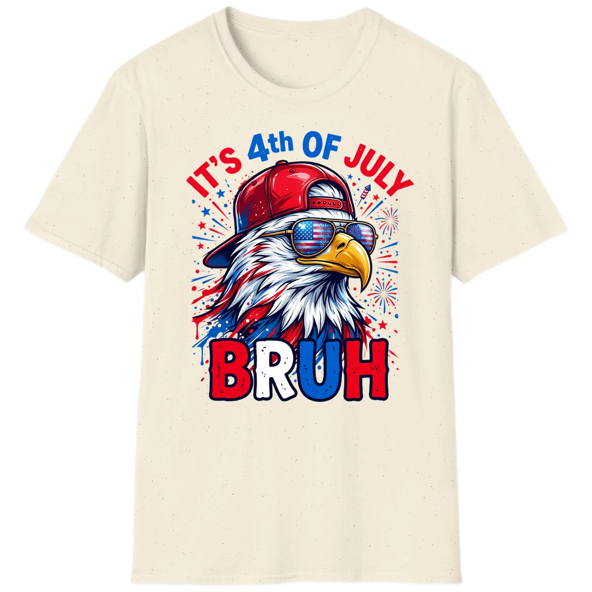 Patriotic Fourth Of July Bruh Eagle T-Shirt in Natural
