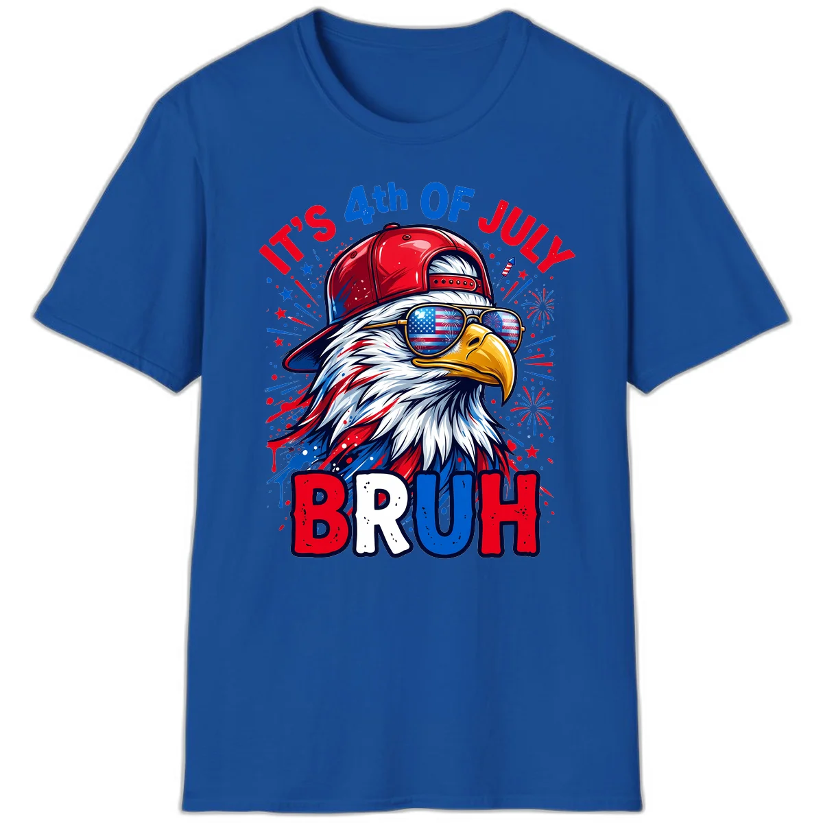 Patriotic Fourth Of July Bruh Eagle T-Shirt in Royal