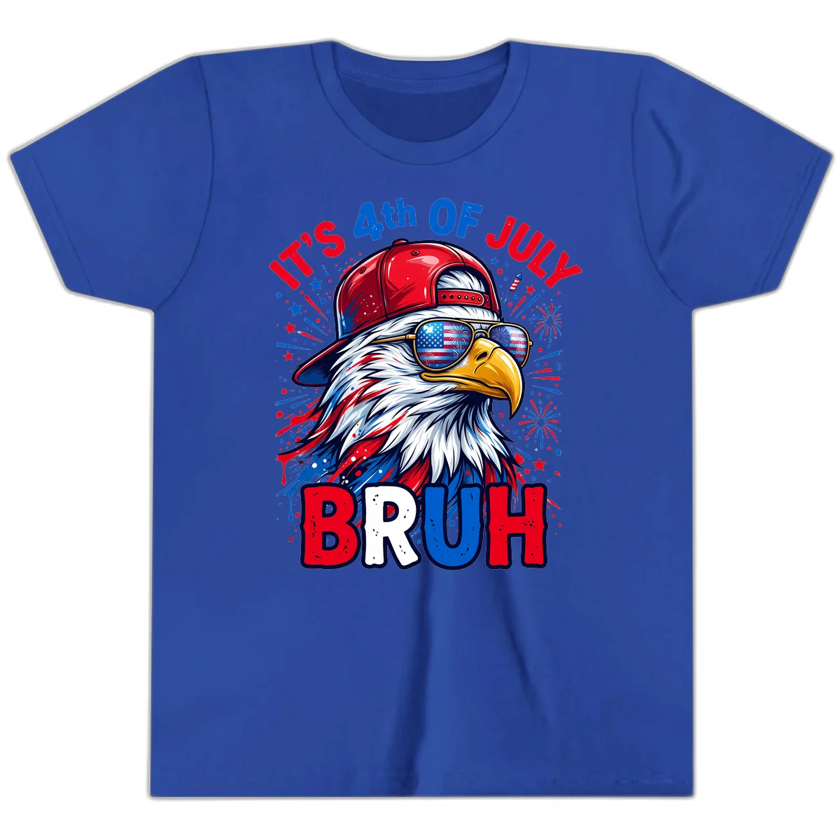 Patriotic Fourth Of July Bruh Eagle Youth T-Shirt in True Royal