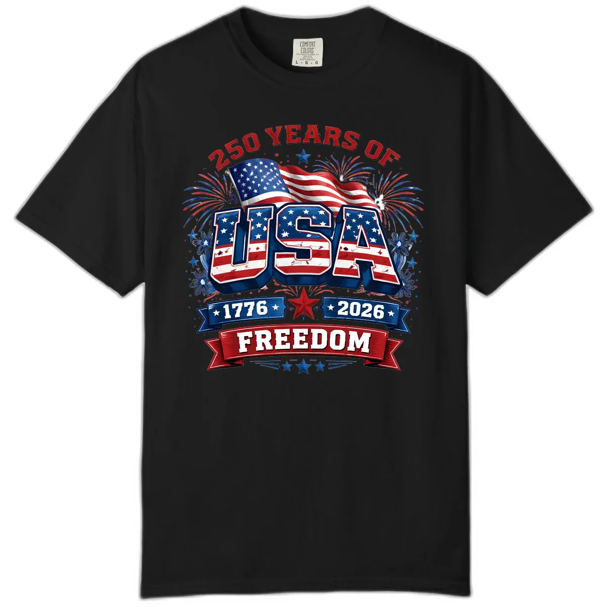 USA 250th Anniversary Freedom Celebration Design Comfort Color in Black