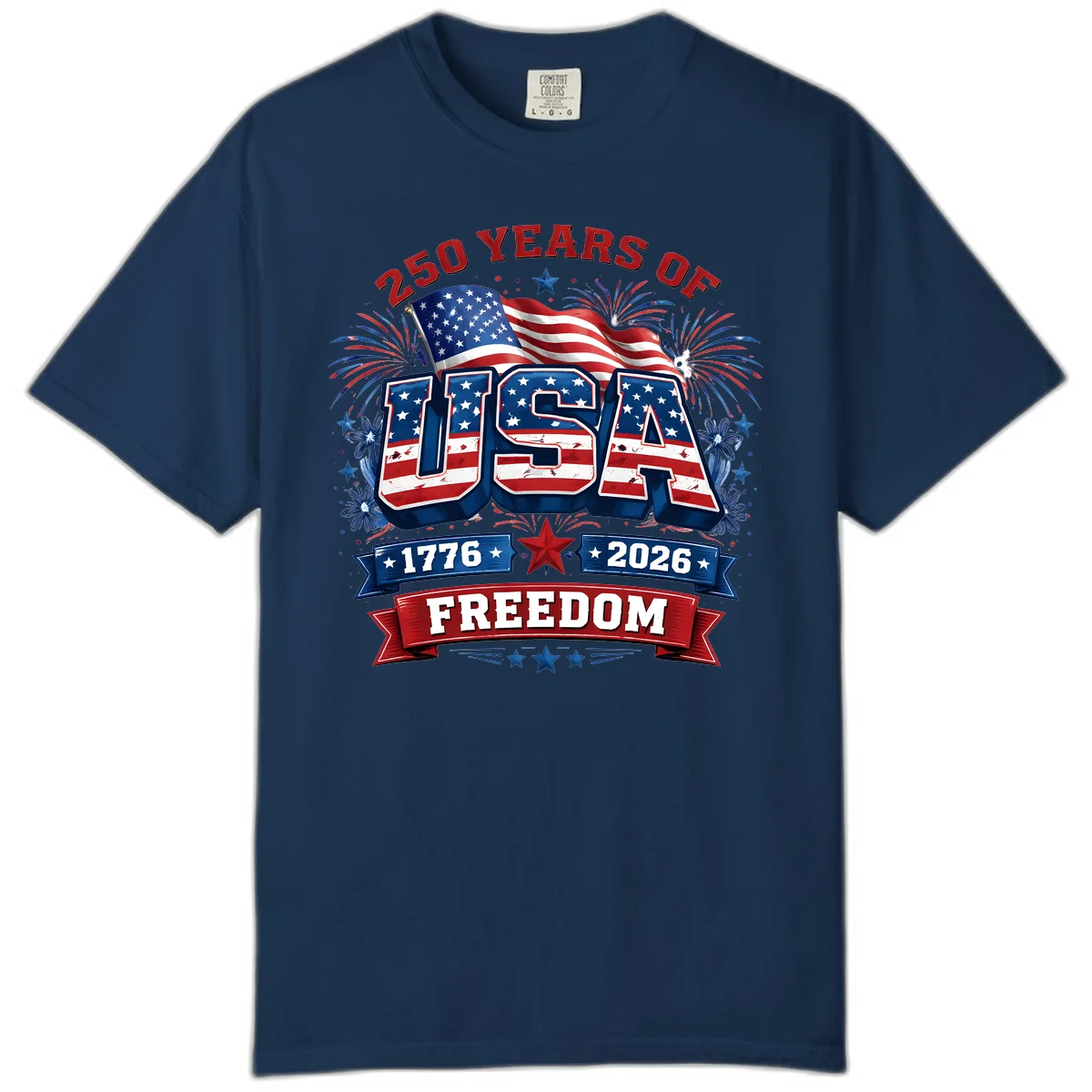 USA 250th Anniversary Freedom Celebration Comfort Color in Navy