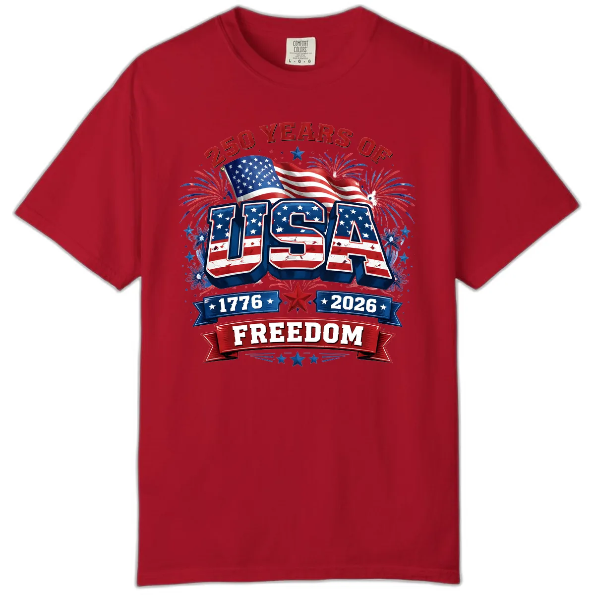 USA 250th Anniversary Freedom Celebration Design Comfort Color in Red