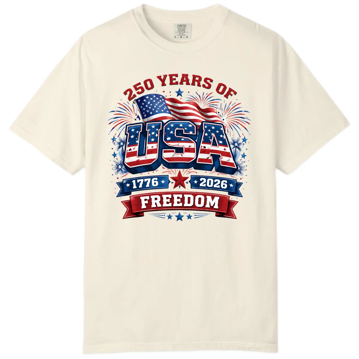 USA 250th Anniversary Freedom Celebration Comfort Color in Ivory