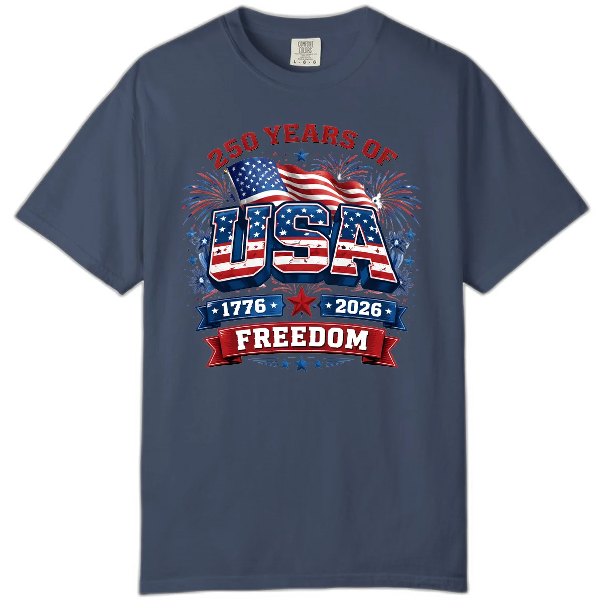 USA 250th Anniversary Freedom Celebration Comfort Color in Midnight