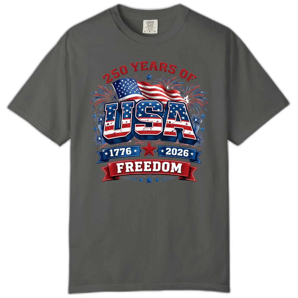 USA 250th Anniversary Freedom Celebration Comfort Color in Pepper