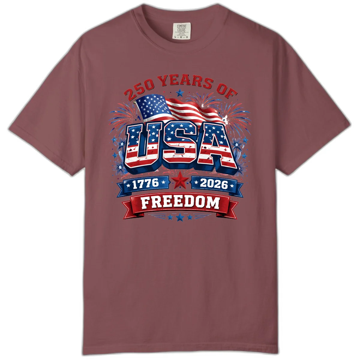 USA 250th Anniversary Freedom Celebration Comfort Color in Brick