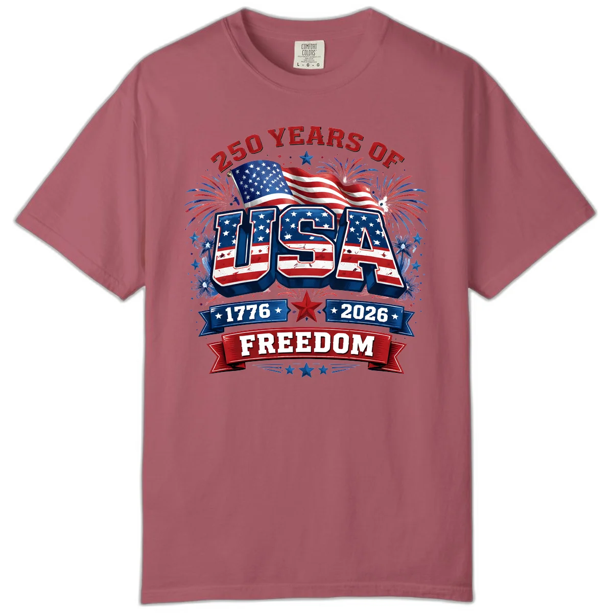 USA 250th Anniversary Freedom Celebration Comfort Color in Crimson
