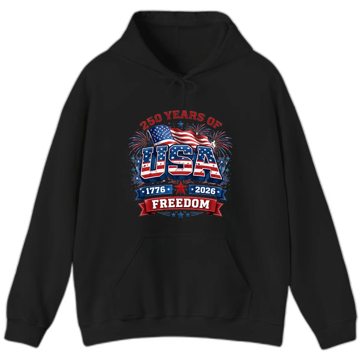 USA 250th Anniversary Freedom Celebration Hoodie in Black