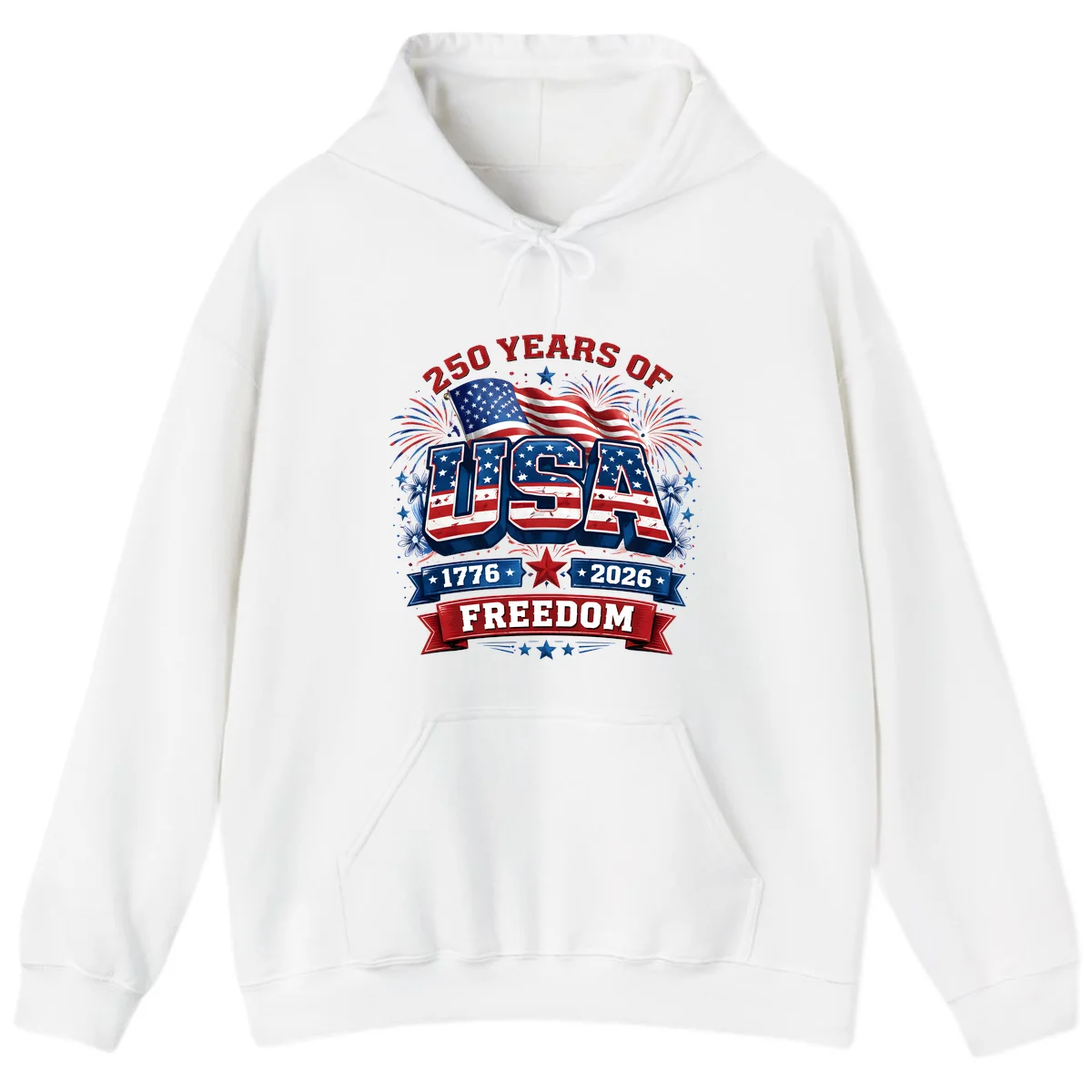 USA 250th Anniversary Freedom Celebration Hoodie in White