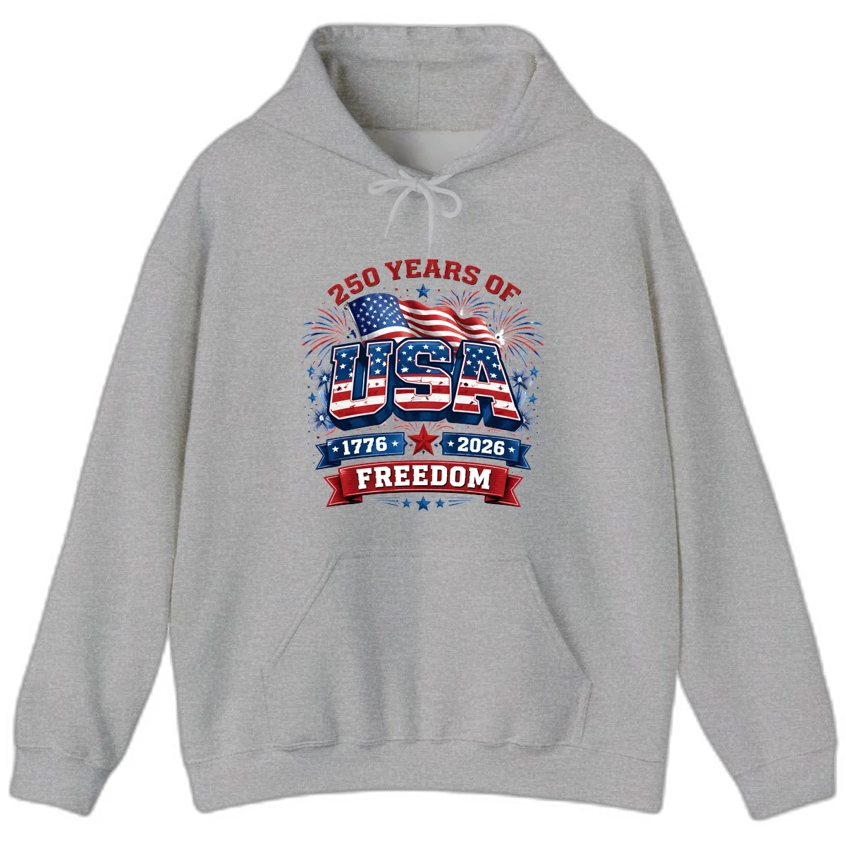 USA 250th Anniversary Freedom Celebration Hoodie in Sport Grey