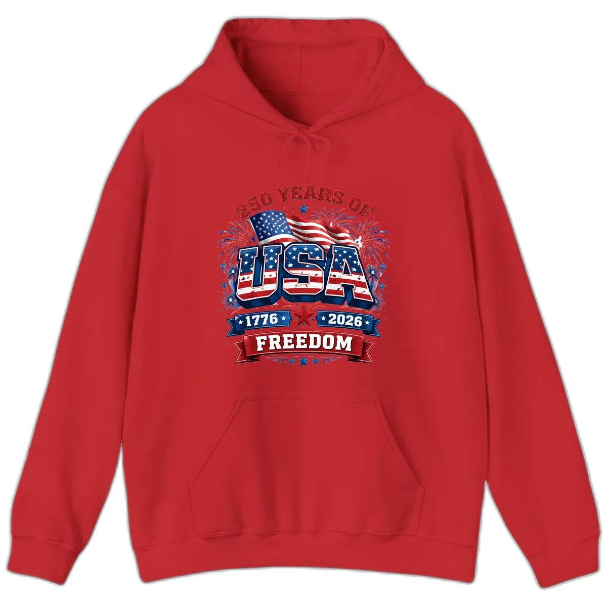 USA 250th Anniversary Freedom Celebration Hoodie in Red