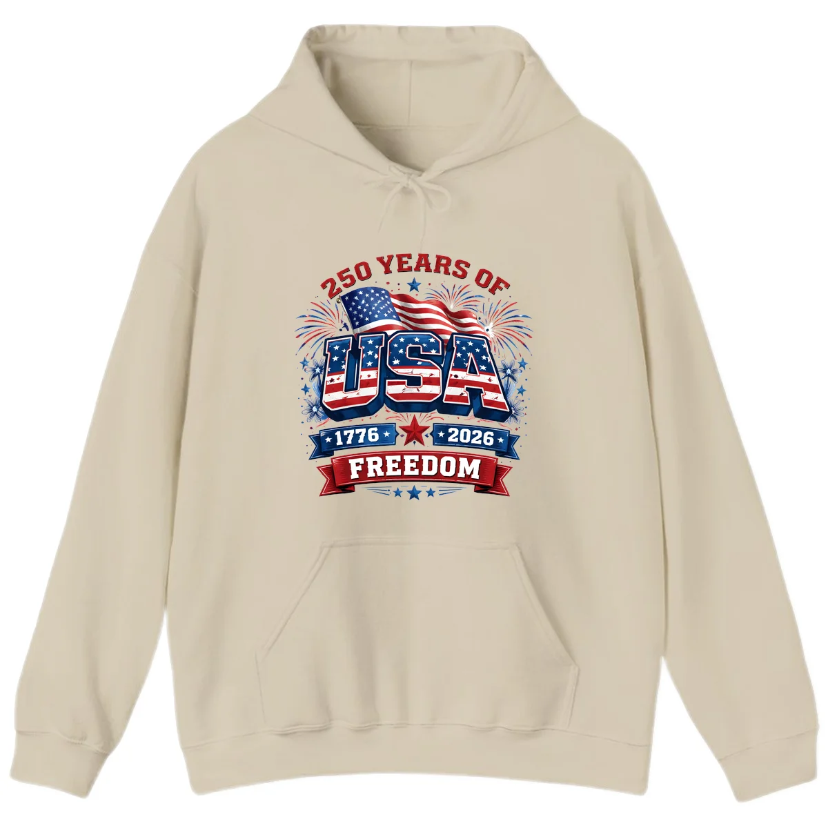 USA 250th Anniversary Freedom Celebration Hoodie in Sand