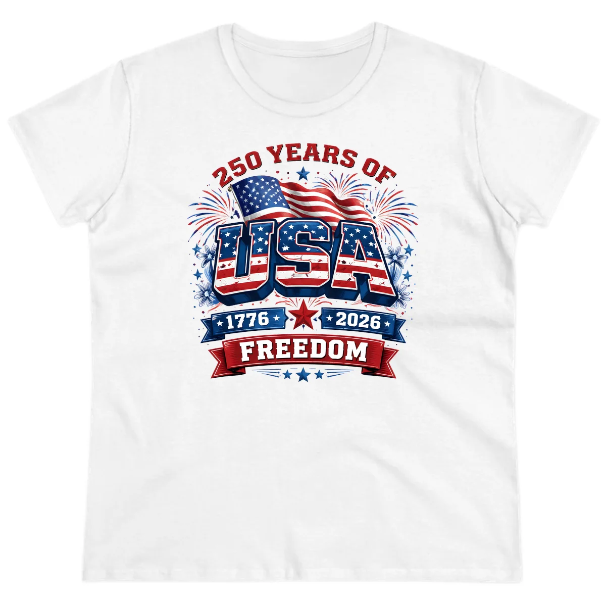 USA 250th Anniversary Freedom Celebration Ladies Tee in White
