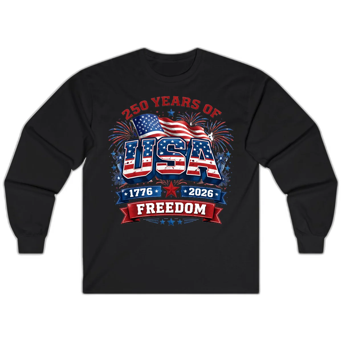 USA 250th Anniversary Freedom Celebration Long Sleeve in Black