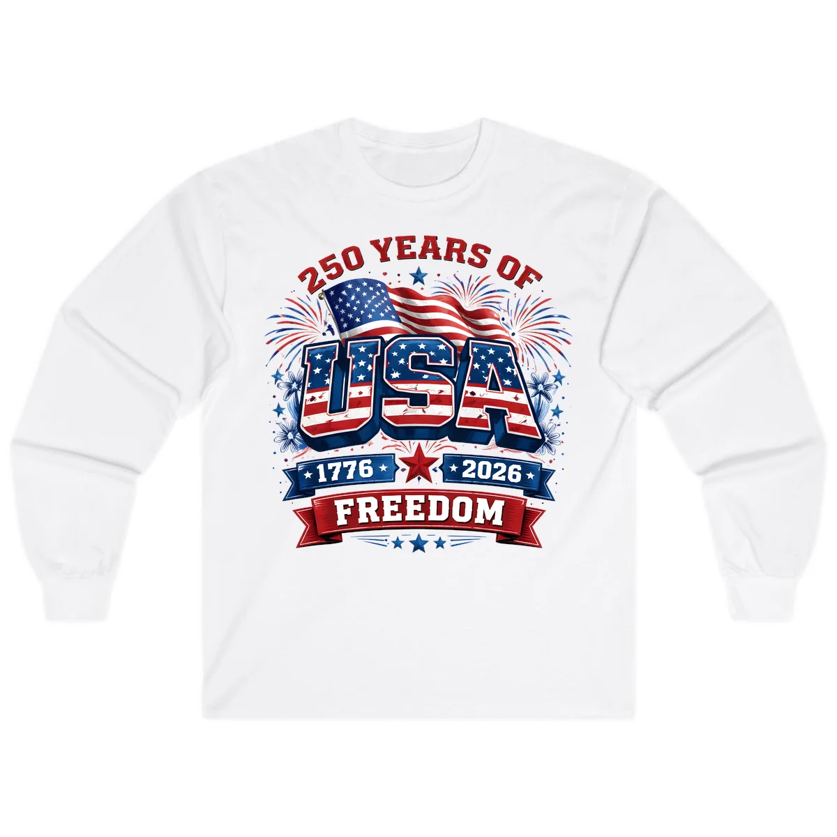 USA 250th Anniversary Freedom Celebration Long Sleeve in White