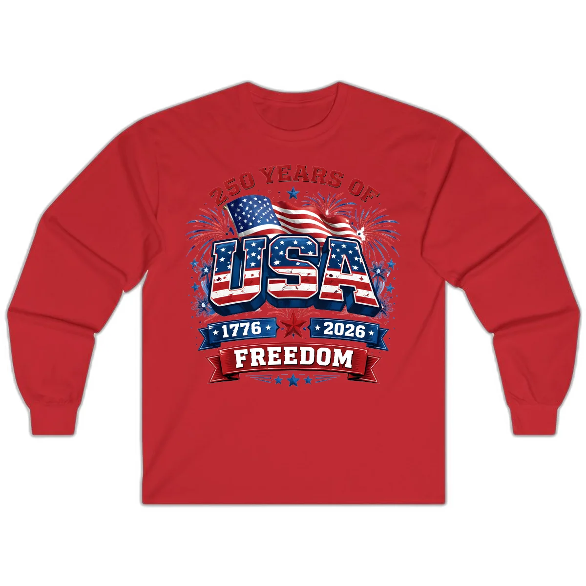USA 250th Anniversary Freedom Celebration Long Sleeve in Red