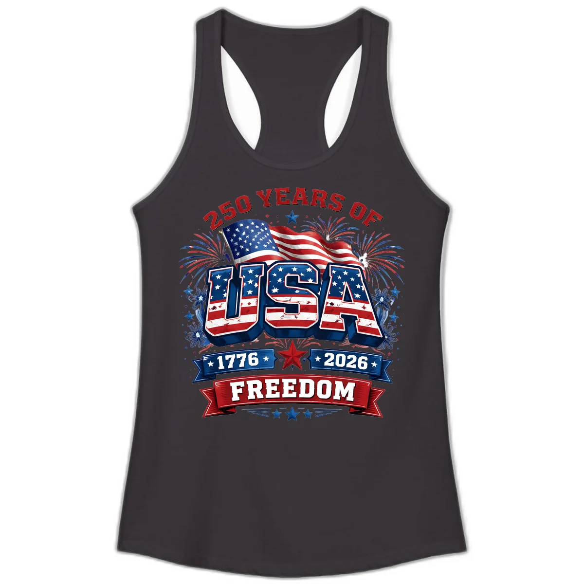 USA 250th Anniversary Freedom Celebration Ladies Tank in Black