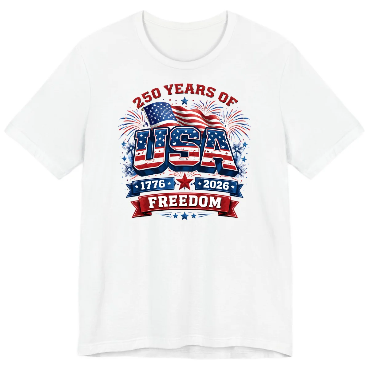 USA 250th Anniversary Freedom Celebration Premium T-Shirt in White