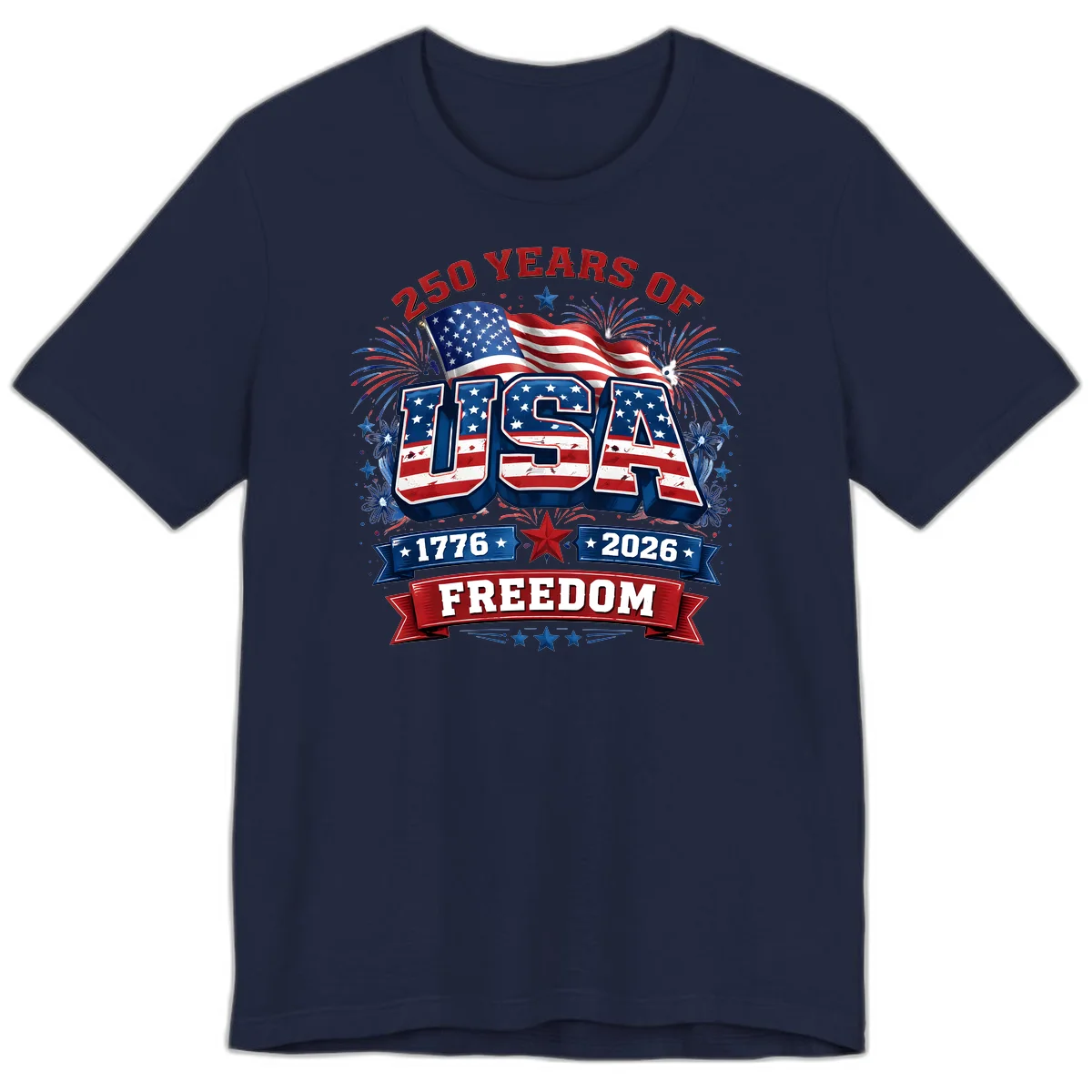 USA 250th Anniversary Freedom Celebration Premium T-Shirt in Navy