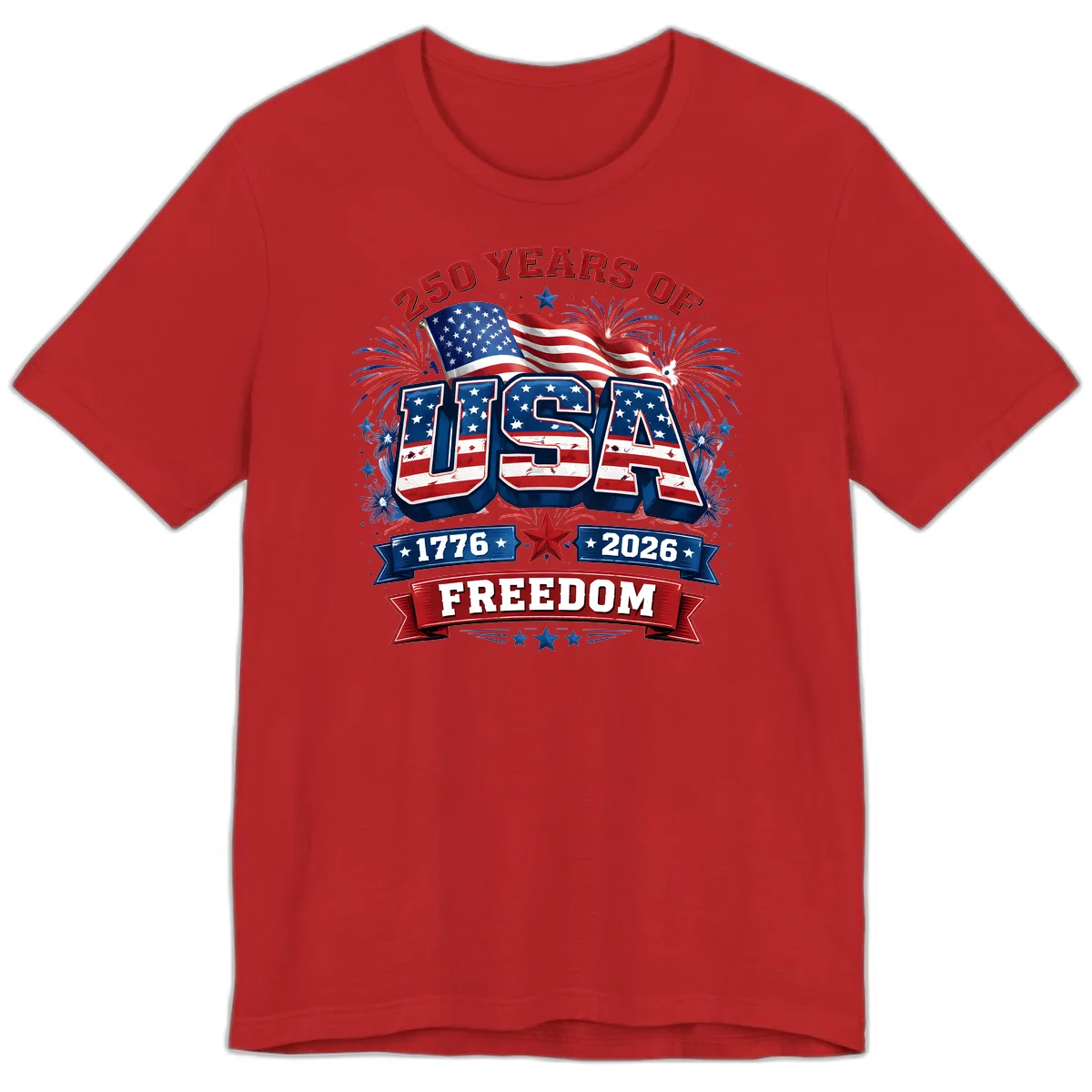 USA 250th Anniversary Freedom Celebration Premium T-Shirt in Red